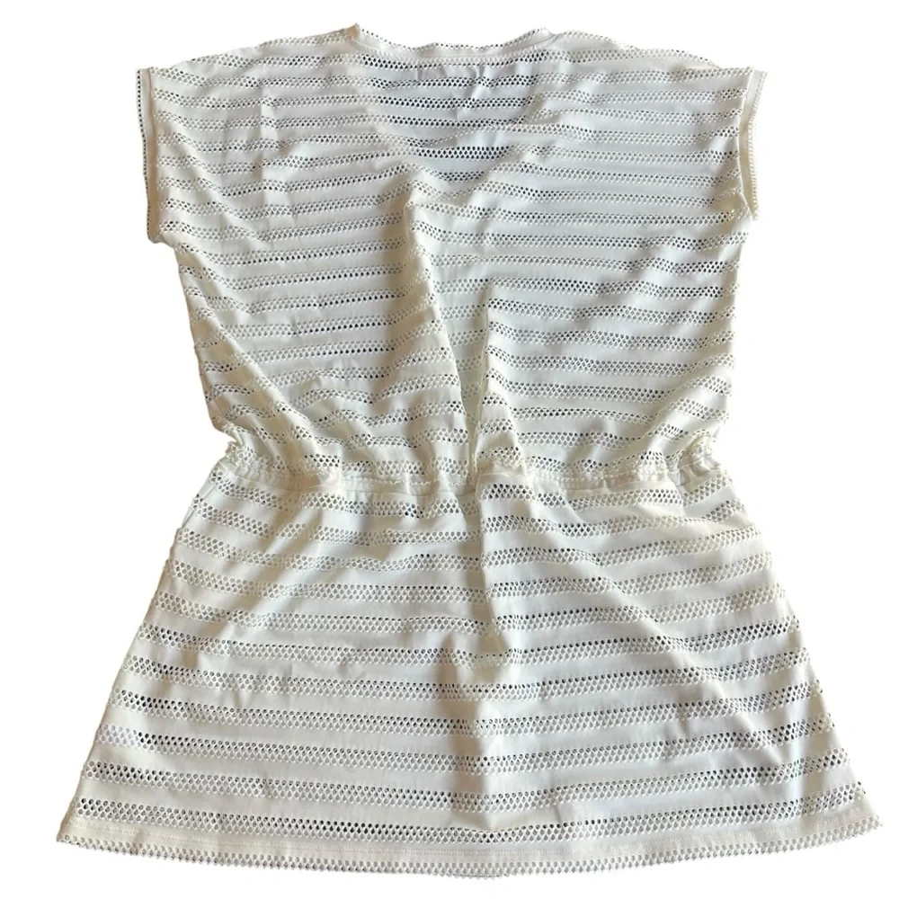 Calvin Klein mesh stretch swimsuit cover up size large cream colored beachwear